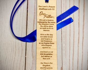 Marcapáginas de madera del Padre Nuestro (1 unidad), el Padre Nuestro, Biblia, cristiano, madera, marcapáginas, regalo, regalos, lectura, leer, libros, Dios, páginas
