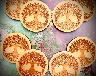 Celtic Tree Of Life Wood Coasters (8 pc set), Celtic, Irish, Scottish, Tree of life, wood, wood coasters, Celtic coasters, gift, wood decor