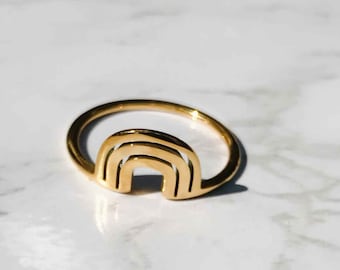 | de oro Rainbow Ring | de anillo minimalista | de anillo dulce Delicado anillo de oro | Regalo Novia | Anillo de amistad | anillo impermeable