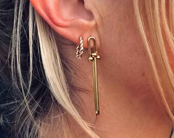 The Selma Lovisa Long Statement Earrings Gold Long Hoop -  Norway