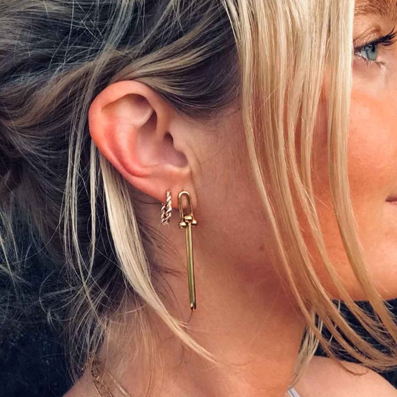 The Selma Lovisa Long Statement Earrings Gold Long Hoop -  Norway