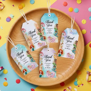 All princesses thank you tags BUNDLE Customizable | all princesses birthday | all princesses thank you tags, party favors Digital File