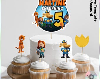 Customizable Dog Man cake topper and Dog Man cupcake topper | Dog Man Birthday decoration | DogMan Movie party favors (Digital File) JPD02