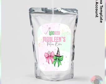 Wicked Customizable stickers Juice Labe template | Wicked Girls Birthday decoration | Wicked Movie party favors (Digital File) - JPD03