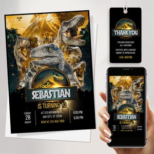 Jurassic Geburtstagseinladung, Dinosaurier-Geburtstags-Einladung, Dinosaurier-Geburtstags-Party Einladung, blaue T-Rex Party einladen, Sofort Download