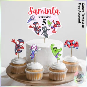 Spidey cake topper, Spidey cupcake topper | Customizable Spidey and his amazing friends decoration, Spidey party favors (Digital File) JPD07