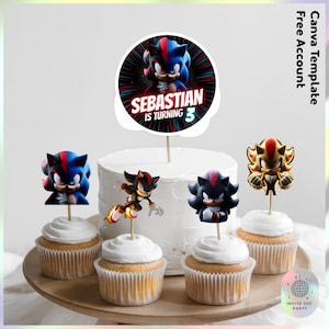 Sonic the Hedgehog 3 Customizable cake topper and cupcake topper | Sonic Birthday decoration | Sonic party favors (Digital File) JPD01