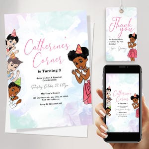 Watercolor Gracie&#39;s Corner Invitation, Gracies Corner Birthday Party, Gracie Corner Invite, Gracie Corner Party Instant Download