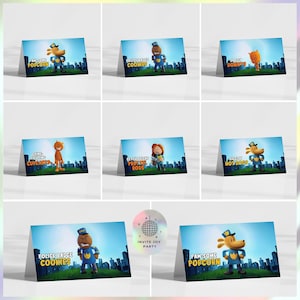 Verjaardagskaart hond man voedseletiket/voedseltent | Verjaardagsdecoratie hond man | DogMan Movie-feestartikelen (digitaal bestand) JPD02