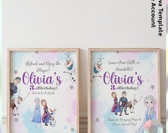 Frozen Customizable Birthday Food and gift sign | Frozen Girls Birthday decoration | Frozen Movie party favors (Digital File)  JPD04