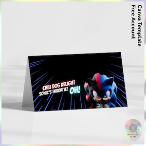 Étiquette de nourriture pour 3 anniversaires de Sonic the Hedgehog/Tente de nourriture | Décoration d'anniversaire Sonic | Cadeaux soniques (fichier numérique) JPD01