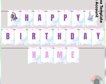 Elsa & Anna Frozen Birthday Girlande: DIY Party Dekor (Digitale Datei) - JPD04