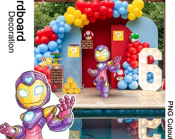 Iron Heart PNG Cutout, Iron Man and Friends png, Superhero Birthday PNG, Digital Download, 24x34 PNG File, Party Cutout Decor