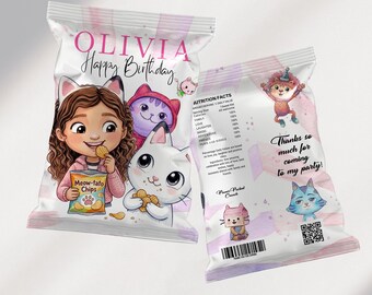 Personalized Dollhouse Birthday Banner, Custom Name Cat Girl Party Bunting, Whimsical Watercolor Decor, Instant Download Printable JPD11