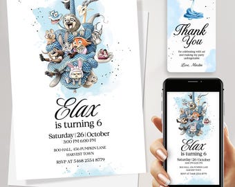 Zootopia 2 Birthday Invitation Editable Template, Zootopia digital invitation, Zootopia invitation card instant download