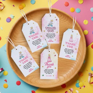Princess Peach Thank You Tags Bundle | Peach Birthday Favor Tags | Editable Princess Party Printable | Digital File for Instant Download