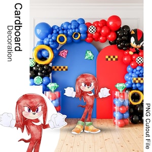 Decoração de papelão PNG Knuckles the Echidna, arquivo de recorte para festa de aniversário do Sonic, download digital de alta resolução para impressão