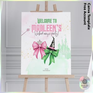 Anpassbares Wicked Birthday Willkommensschild | Wicked Girls Geburtstagsdekoration | Wicked Movie Gastgeschenke (Digitale Datei) JPD03