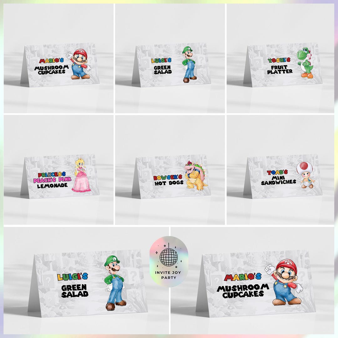 Super Mario Birthday Food Label / Food Tent Card | Watercolor Super Mario Birthday Decoration | Mario Boy Party Favors (digital File) JPD08 - Etsy UK