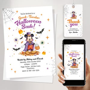 Halloween Birthday Party Invite | Mickey Mouse Invitation | Spooky Invitation | Halloween Invitation Instant Download | Halloween Invitation