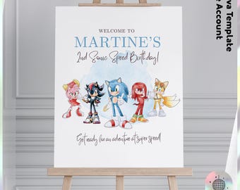 Customizable Sonic welcome sign | Sonic the hedgehog Birthday decoration | Sonic Movie party favors (Digital File) JPD05