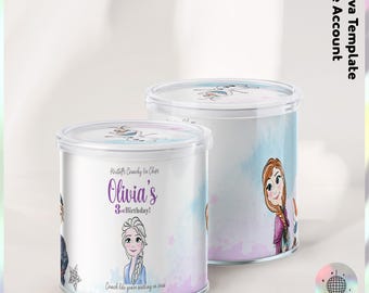 Etiqueta editável para Pringles congeladas: Lembrancinha personalizável para festa de aniversário (Arquivo digital) - JPD04