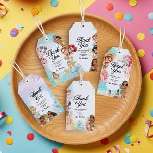 All princesses thank you tags BUNDLE Customizable | all princesses birthday | all princesses thank you tags, party favors Digital File