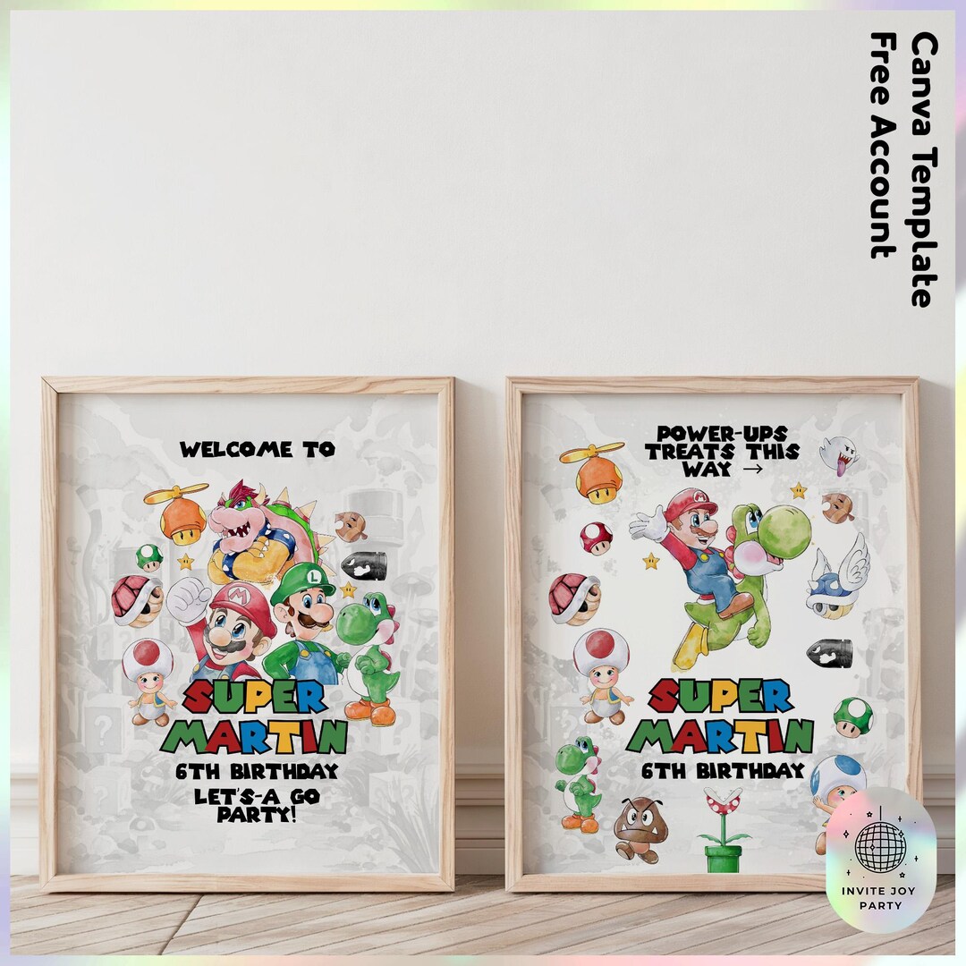 Watercolor Super Mario Birthday Food and Gift Sign | Customizable Super Mario Birthday Decoration | Mario Party Favors (digital File) JPD08 - Etsy UK