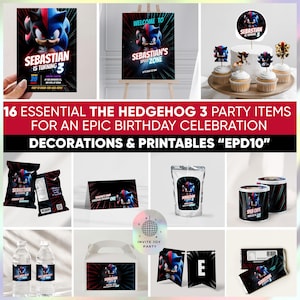 Sonic the Hedgehog 3 Birthday Decorations • Digital Party Bundle for Kids • Printable Sonic Party Decor, Gaming Theme Instant Download JPD01