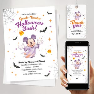Halloween Birthday Party Invite | Mickey Mouse Invitation | Spooky Invitation | Halloween Invitation Instant Download | Halloween Invitation