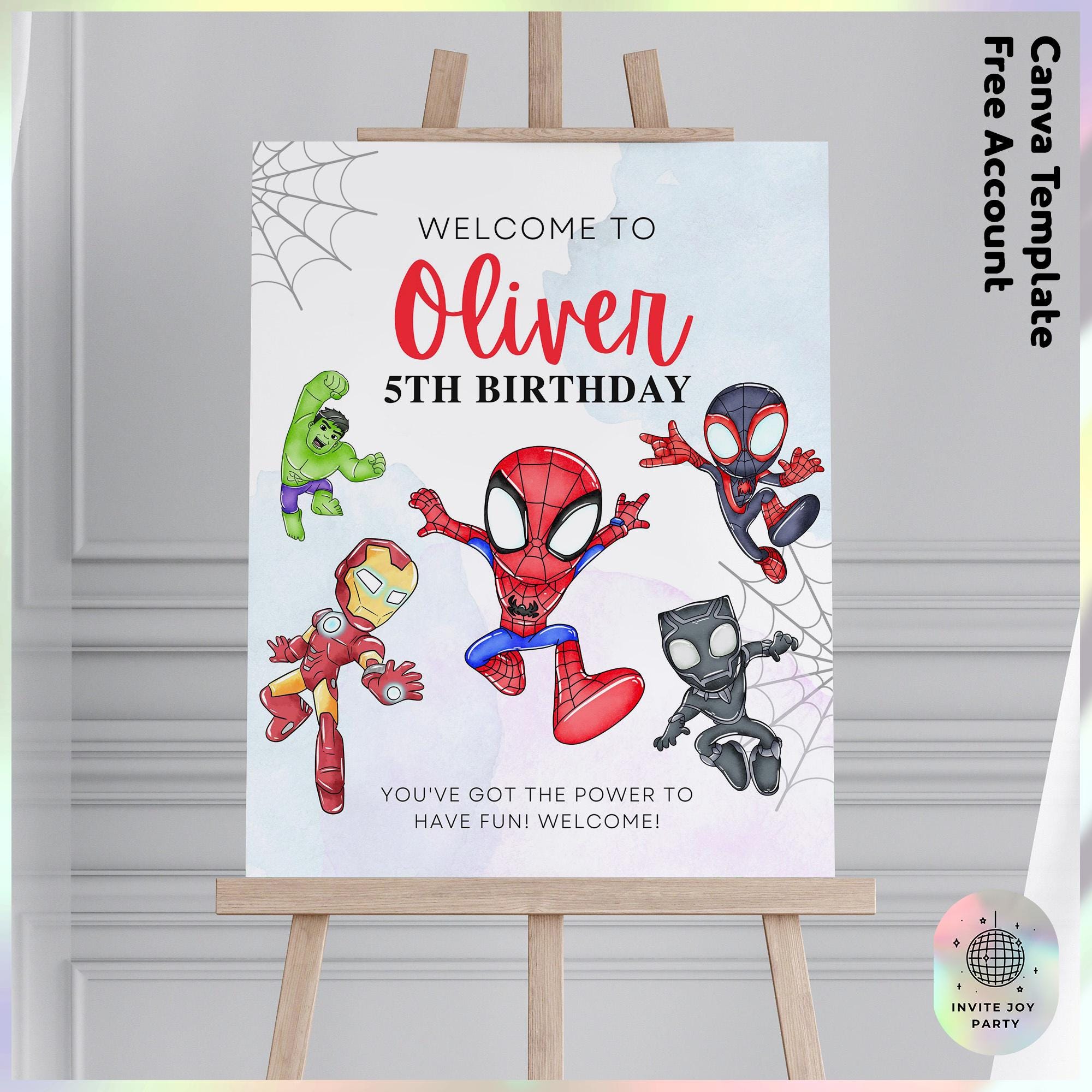 Superhero welcome sign Customizable | Superhero Birthday decoration, the avengers welcome sign, Spidey party favors (Digital File) JPD06