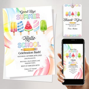 Editable Back to School Party Invitation, End of Summer Bash Template, Goodbye Summer Pool Invite, Instant Digital Download