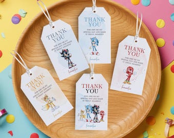 Personalisierbare Sonic Dankeschön Tags: Geburtstag Gastgeschenke (Digital File)