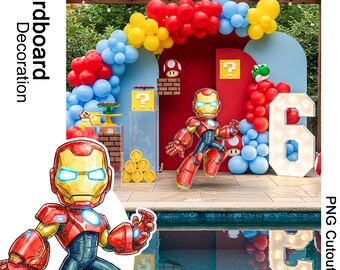 Iron Man PNG Cutout, Iron Man and Friends png, Superhero Birthday PNG, Digital Download, 24x34 PNG File, Party Cutout Decor