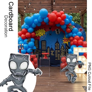 Black Panther PNG Cutout, Spidey and Friends Party Decor, Printable Superhero Standee, Digital Download, Kid Birthday Party Prop, Wakanda