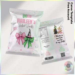 Wicked Chip Bag Wrapper Vorlage | Wicked Girls Geburtstagsdekoration | Girls Movie Gastgeschenke (Digital File) JPD03