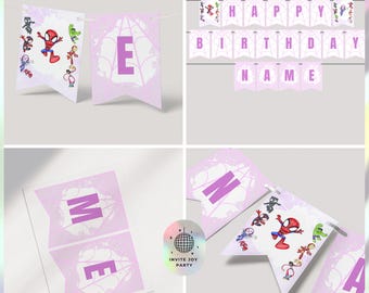 Spidey and Friends Birthday Banner: Customizable Avengers Decor (Digital File) - JPD07