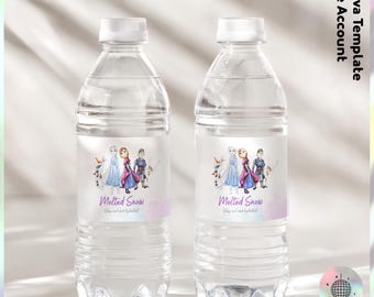 Editable Frozen Birthday Water Bottle Label: Party Favors (Digital File) - JPD04