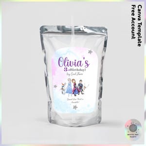 Frozen Customizable stickers Juice Labe template | Frozen Girls Birthday decoration | Frozen Movie party favors (Digital File) JPD04