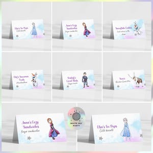 Étiquette de nourriture d'anniversaire congelée/tente de nourriture | Décoration d'anniversaire La Reine des Neiges | Cadeaux Frozen Movie (fichier numérique) JPD04