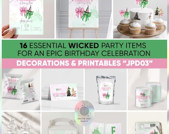 Editable Wicked Witch Birthday Party Decor: Green & Black Printables (Digital Download) - JPD03
