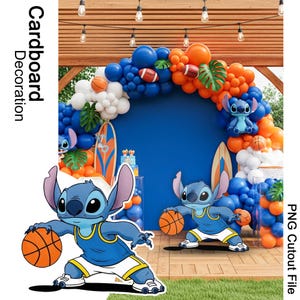 Recorte PNG de puntada de baloncesto, clipart de decoración de cartón para cumpleaños deportivo, archivo digital imprimible para exhibir en fiestas