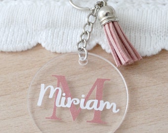 Personalized keychain with silver key ring