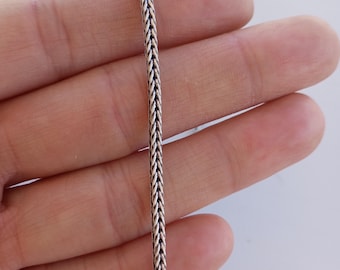 Colar com corrente rabo de raposa oxidada de 2,5 mm, corrente viking balinesa feita à mão em prata de lei 925, colar trançado para pingente.