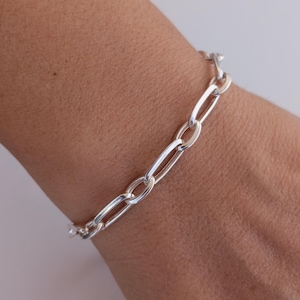 Bracciale a catena con graffetta da 5 mm, catena unisex in argento sterling 925, braccialetto regalo per lui/lei, catena unica per donna/uomo