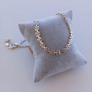Amazing Model! Euro King Flat Necklace, Byzantine King Pendant, 925 Sterling Silver Chain, 5.5 mm, Unisex Necklace, Chain For Man / Women