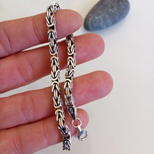 Square King Byzantine Chain Bracelet,  925 Sterling Silver Bracelet 4 mm, For Mens Chain Bracelet, Oxidized chain, Gift For Him