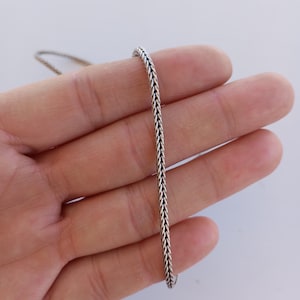 925 Sterling Silver Chain, 2.5 mm, Foxtail Chain Necklace, Oxidized Chain Pendant, Necklace For Women & Man, Unisex Jewelery