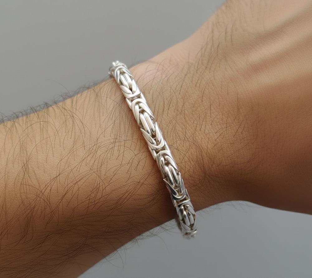 6.5 Mm Solid Heavy Round Byzantine Bali Chain, 925 Sterling Silver
