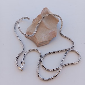 925 Sterling Silver Chain, 2.5 mm, Foxtail Chain Necklace, Oxidized Chain Pendant, Necklace For Women & Man, Unisex Jewelery